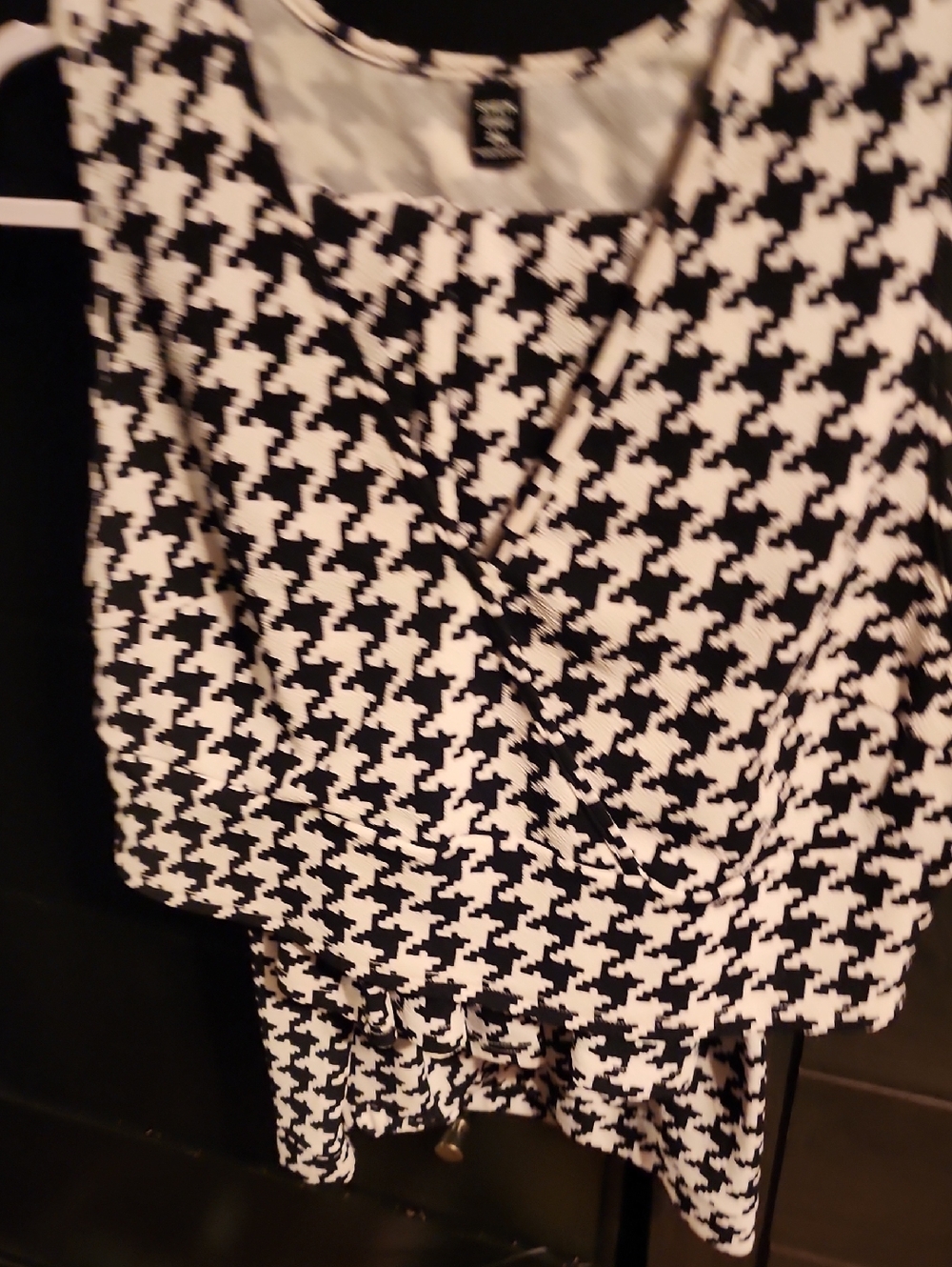 Black and White Houndstooth Sleeveless Top And Matching Pants